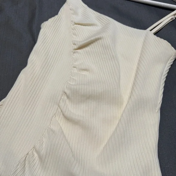 Lovers + Friends One Piece Swim Suit Cream Ribbed Scrunch - Picture 3 of 6